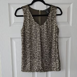 NWOT Simply Irresistible Olive Green & Gold Sequin Sleeveless Blouse